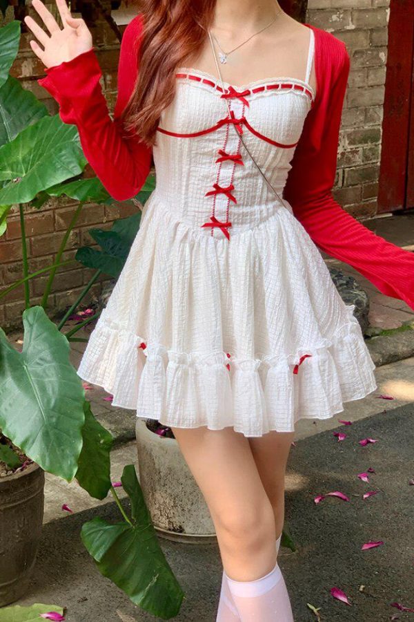 Coquette Mini Dress With Cardigan