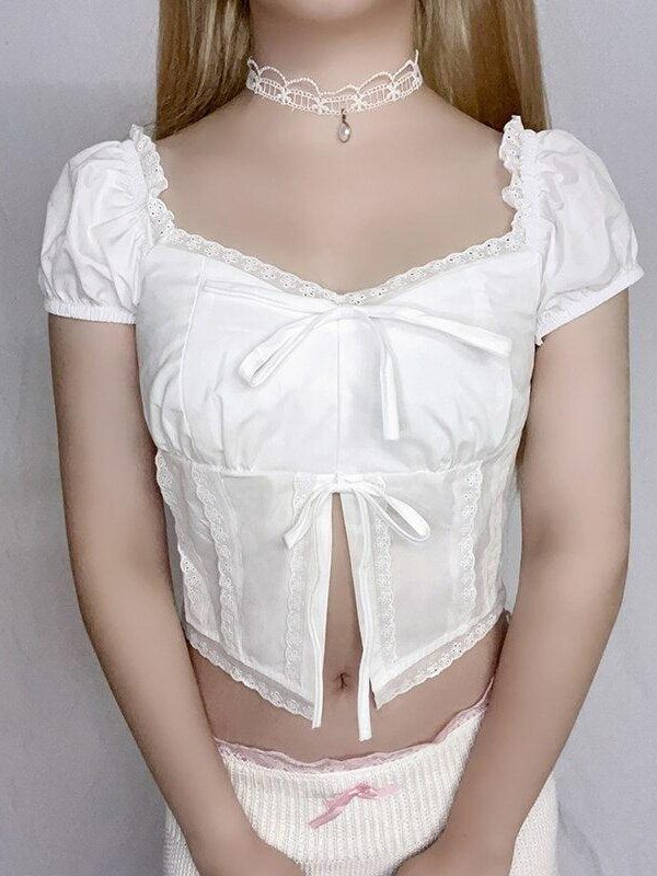 Coquette Puff Sleeve Crop Top