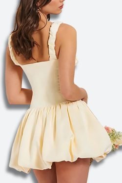 Coquette Ruched Bubble Skirt Mini Dress