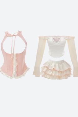 Coquette Top & Mini Skirt Two Piece Set