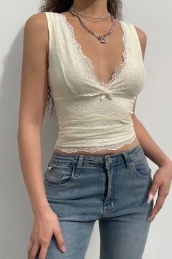 Coquette V-neck Lace Crop Top