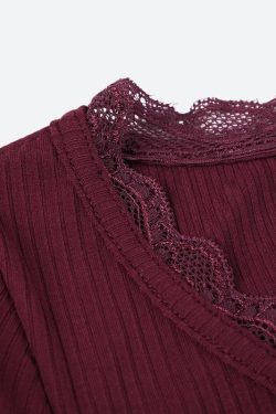 Corduroy Lace Trim Top