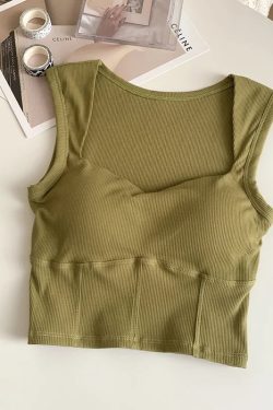 Corduroy Square Neck Crop Top