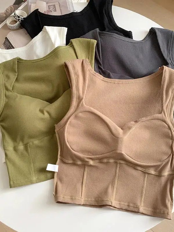 Corduroy Square Neck Crop Top