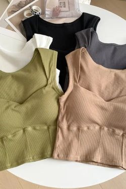 Corduroy Square Neck Crop Top