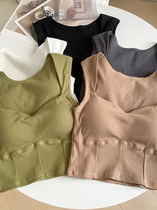 Corduroy Square Neck Crop Top