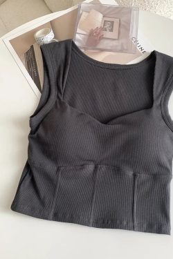 Corduroy Square Neck Crop Top