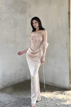 Corset Satin Maxi Dress