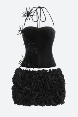 Corset Top & Ruffled Mini Skirt Two Piece Set