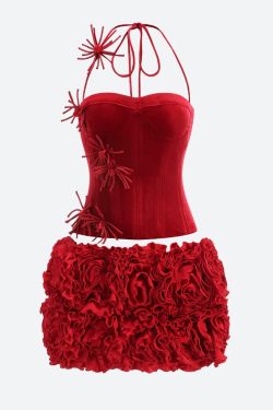 Corset Top & Ruffled Mini Skirt Two Piece Set