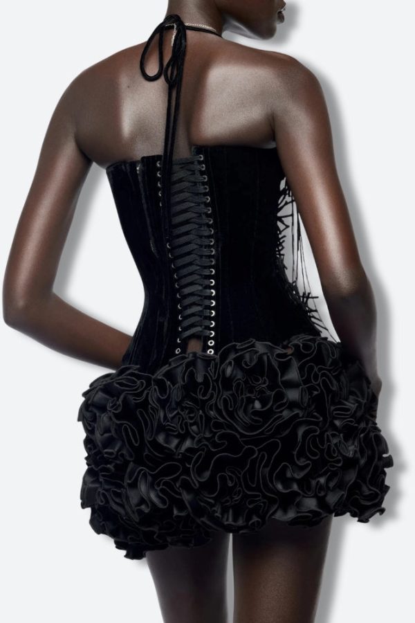 Corset Top & Ruffled Mini Skirt Two Piece Set