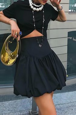 Corset Waist Bubble Mini Skirt