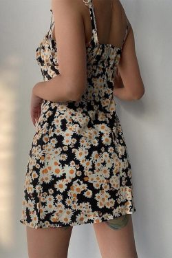 Cottagecore Daisy Tie Strap Mini Dress