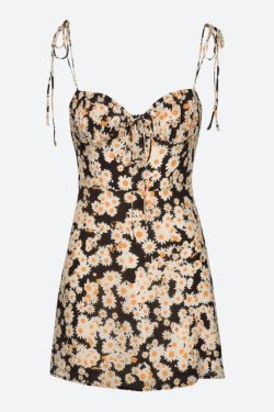Cottagecore Daisy Tie Strap Mini Dress