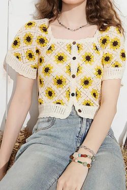 Cottagecore Floral Crochet Cardigan