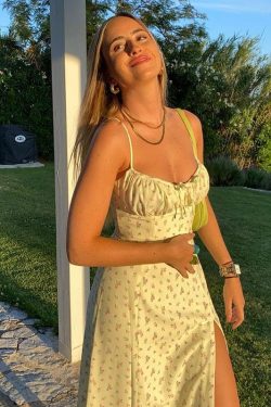 Cottagecore Floral Side Slit Midi Dress