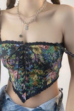 Cottagecore Lace Detailed Corset Top