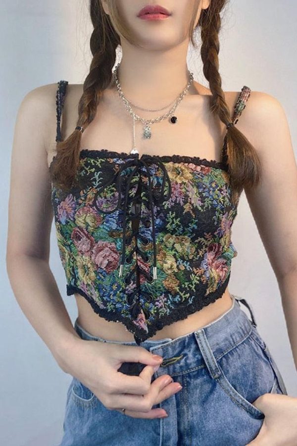 Cottagecore Lace Detailed Corset Top