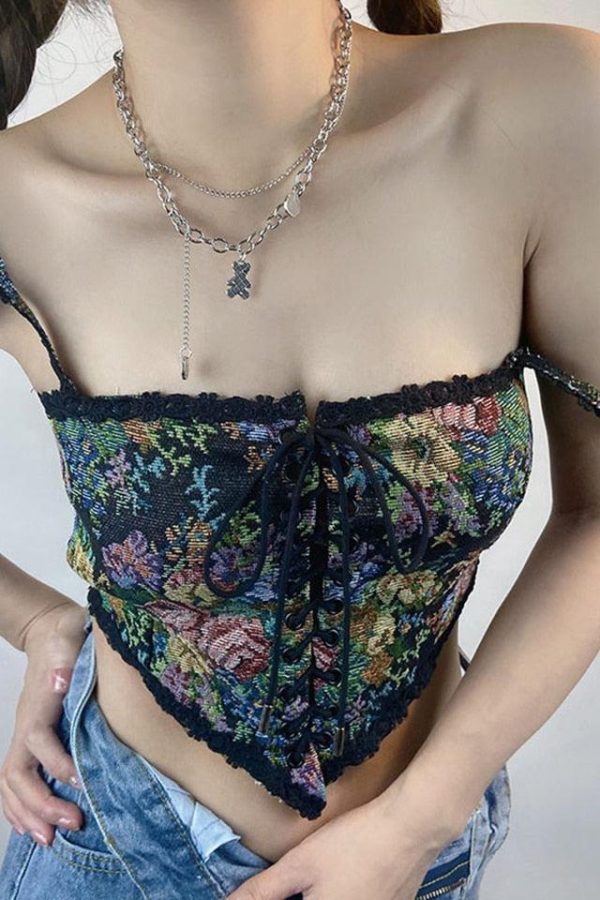 Cottagecore Lace Detailed Corset Top