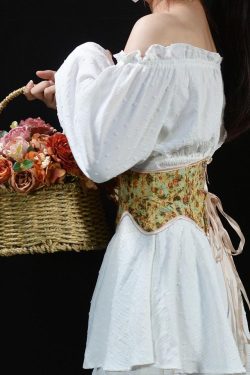 Cottagecore Ribbon Lace Up Waist Corset
