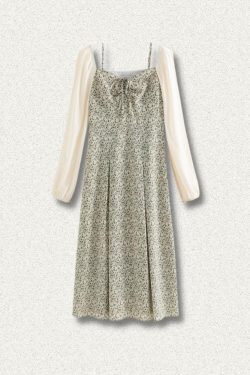 Cottagecore Shirt Sleeve Floral Midi Dress