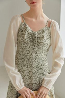 Cottagecore Shirt Sleeve Floral Midi Dress