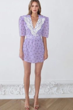 Cottagecore Shoulder Pad Mini Dress