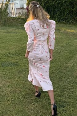 Cottagecore V-Neck Midi Dress