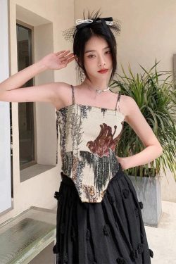 Cottagecore Zip-Up Corset Top