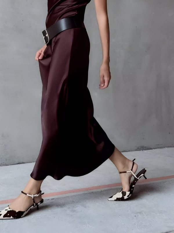 Cow Print Pointed-Toe Kitten Heel