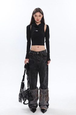 Cowl Collar Cut-Out Crop Top