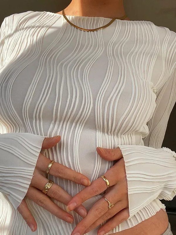 Crinkle Long Sleeve Top