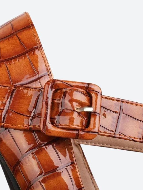 Crocodile Square Toe Platform High Heels