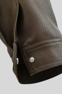 Cropped Faux Leather Jacket