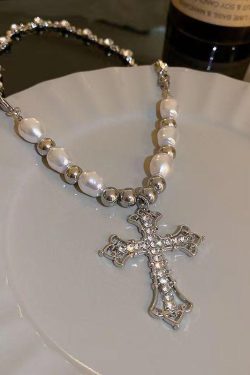 Cross Pearl Necklace
