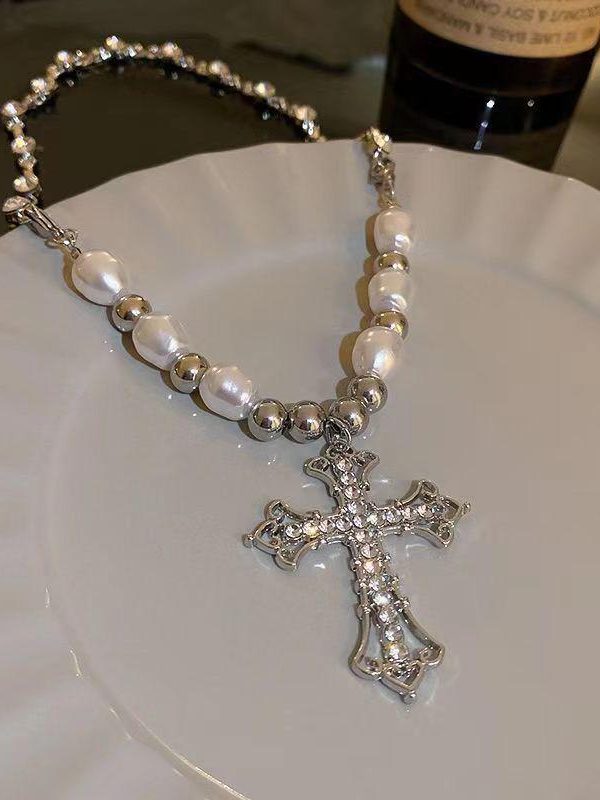 Cross Pearl Necklace