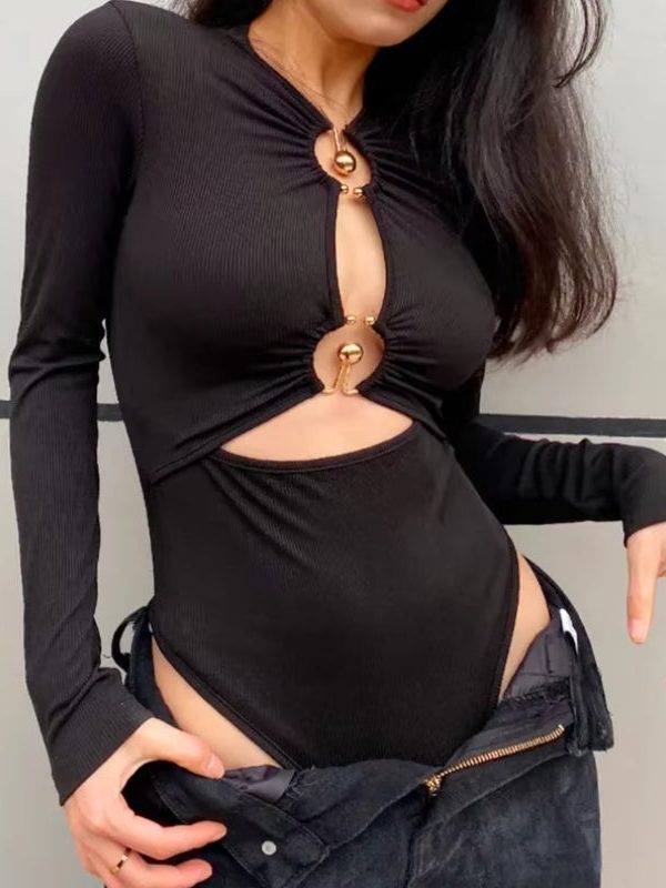 Cut Out Open Front Bodysuit