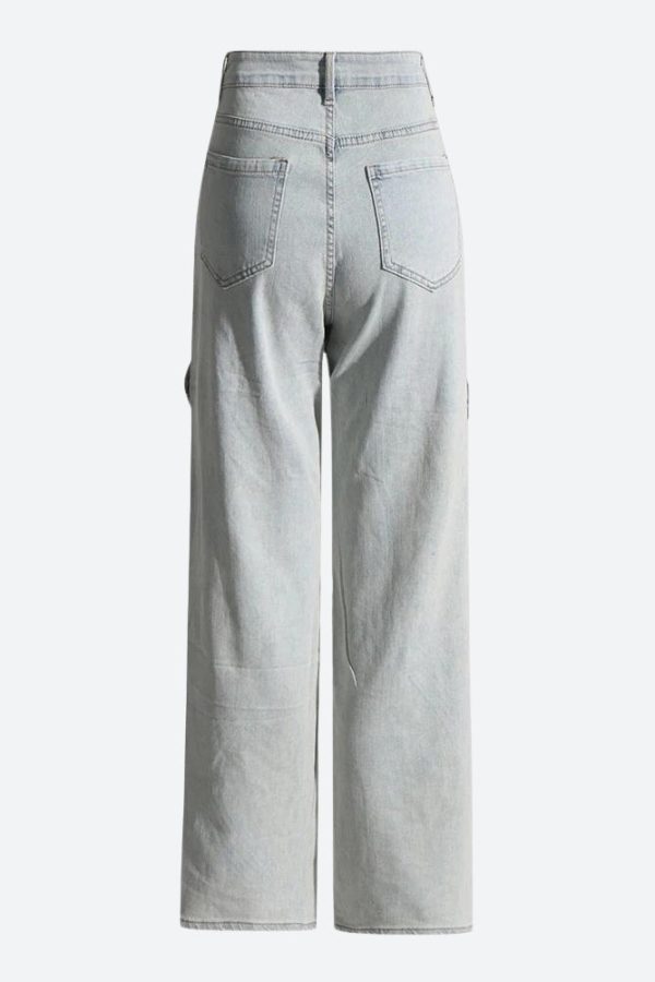 Cut Out Patch Denim Jeans