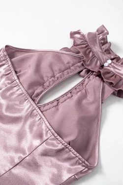 Cut Out Ruffled Halter Neck Top