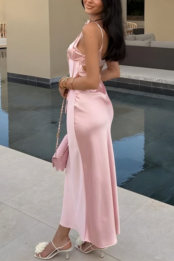 Cut Out Satin Maxi Dress