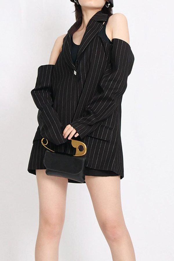 Cut-Out Striped Blazer