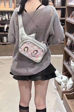Cute Cat Ita Bag Y2K Style Student Chest Bag