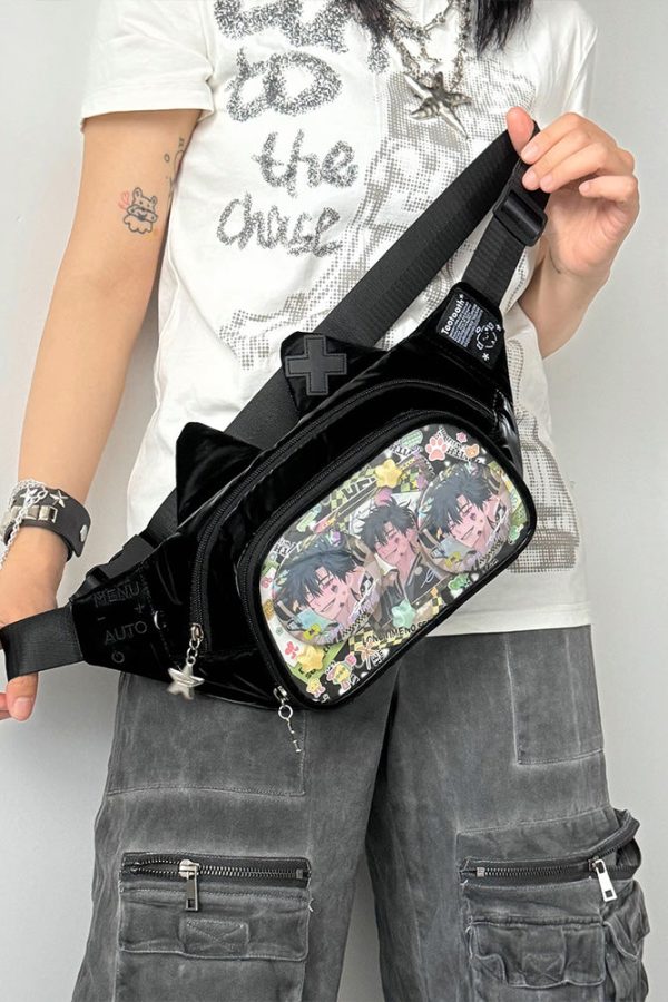Cute Cat Ita Bag Y2K Style Student Chest Bag