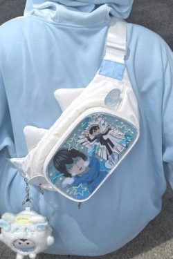 Cute Cat Ita Bag Y2K Style Student Chest Bag