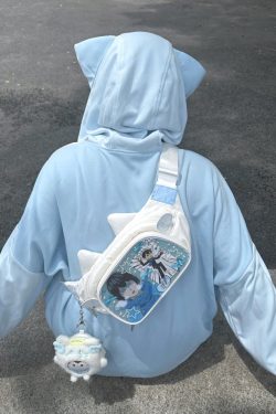 Cute Cat Ita Bag Y2K Style Student Chest Bag