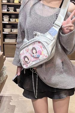 Cute Cat Ita Bag Y2K Style Student Chest Bag
