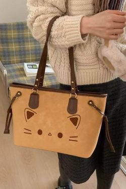 Cute Cate Large Capacity Rivet Faux Leather Satchel Handbag