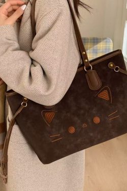 Cute Cate Large Capacity Rivet Faux Leather Satchel Handbag