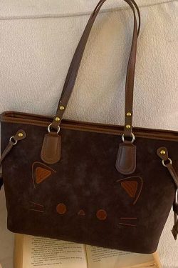 Cute Cate Large Capacity Rivet Faux Leather Satchel Handbag