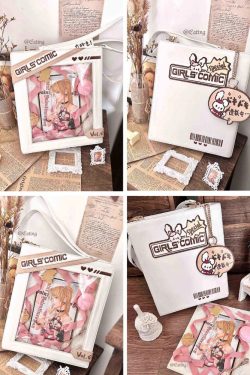 Cute Comic-Style Book Ita Bag with Crossbody and Backpack Design